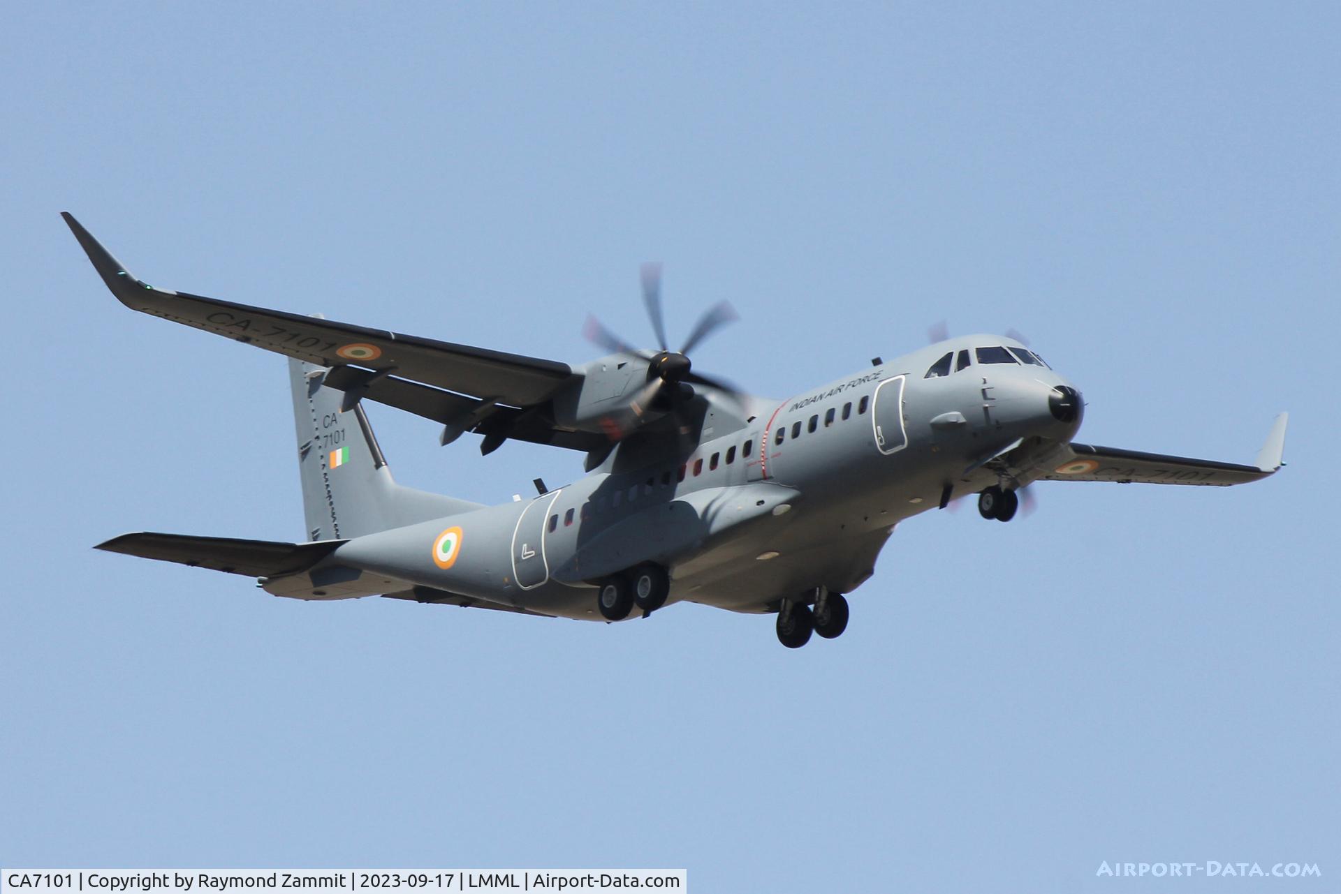 CA7101, 2023 Airbus C-295W C/N S-209, CASA C-295W CA7101 Indian Air Force on delivery flight seen landing on RW13 at Malta.
