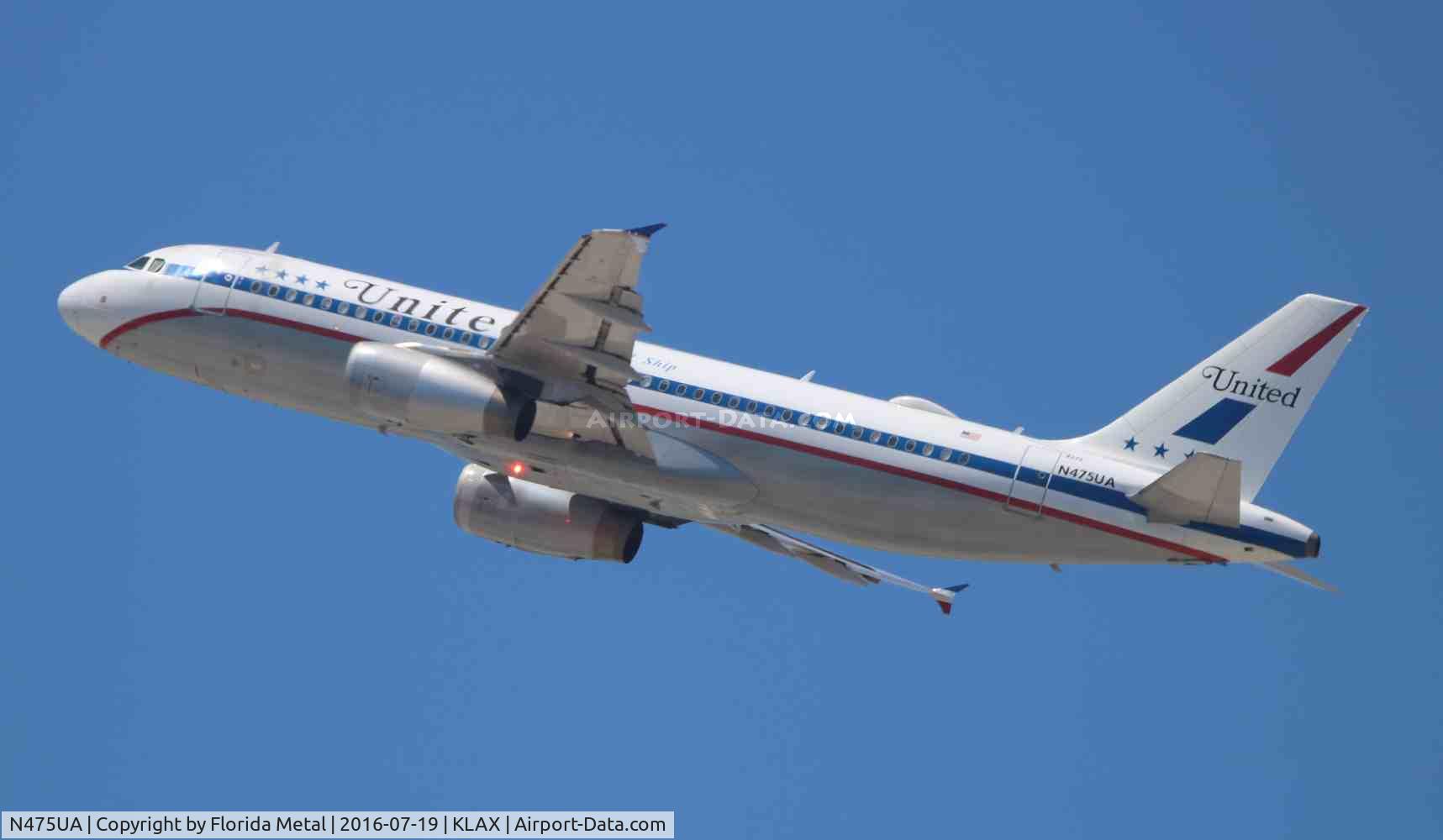 N475UA, 2001 Airbus A320-232 C/N 1495, UAL A320 retro zx KLAX-BNA