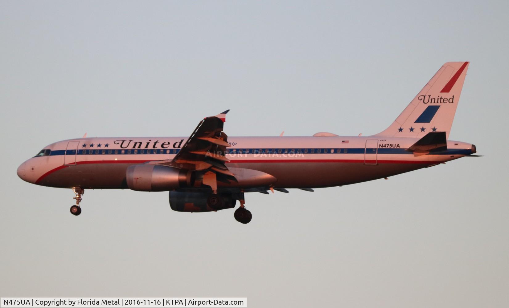 N475UA, 2001 Airbus A320-232 C/N 1495, UAL A320 retro zx IAD-TPA