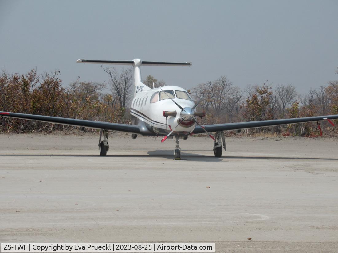 ZS-TWF, 2010 Pilatus PC-12/47E C/N 1220, Chobe Airstrip, Okavango Delta / Botswana
