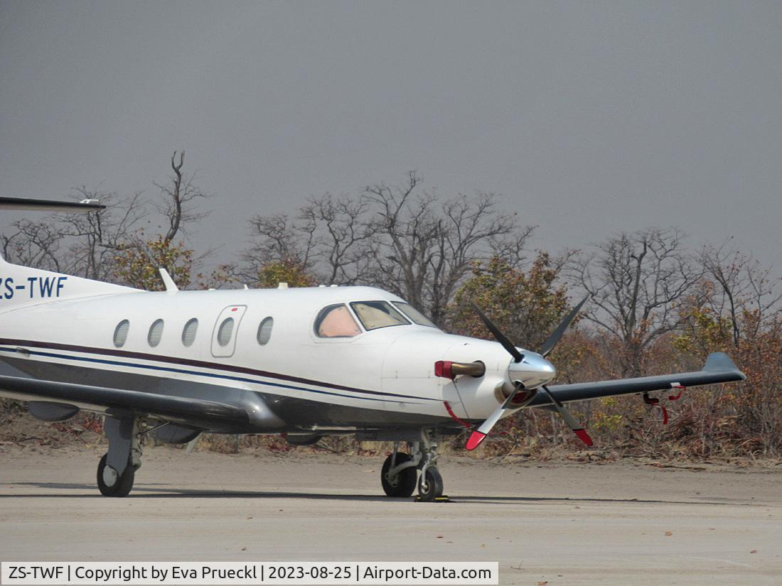 ZS-TWF, 2010 Pilatus PC-12/47E C/N 1220, Chobe Airstrip, Okavango Delta / Botswana