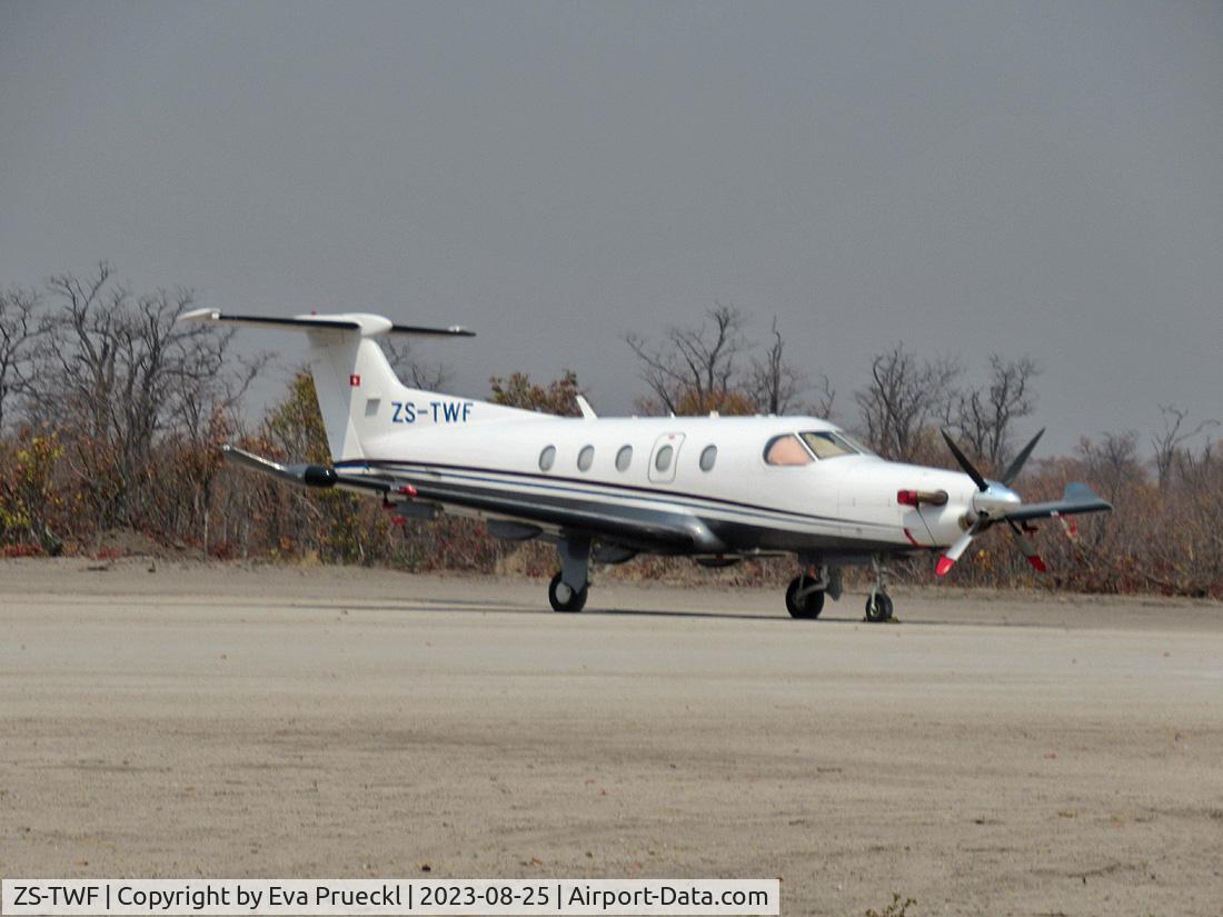ZS-TWF, 2010 Pilatus PC-12/47E C/N 1220, Chobe Airstrip, Okavango Delta / Botswana