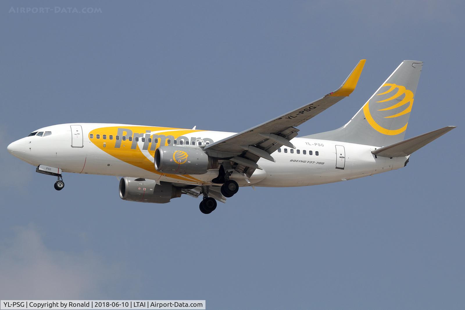 YL-PSG, 2001 Boeing 737-7BX C/N 30743, at ayt
