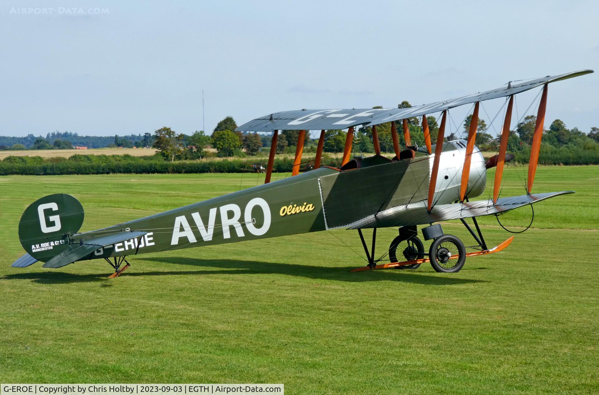 G-EROE, 2010 Avro 504K Replica C/N OLA-002, Replica Avro 504K at the Vintage Airshow, Old Warden 2023