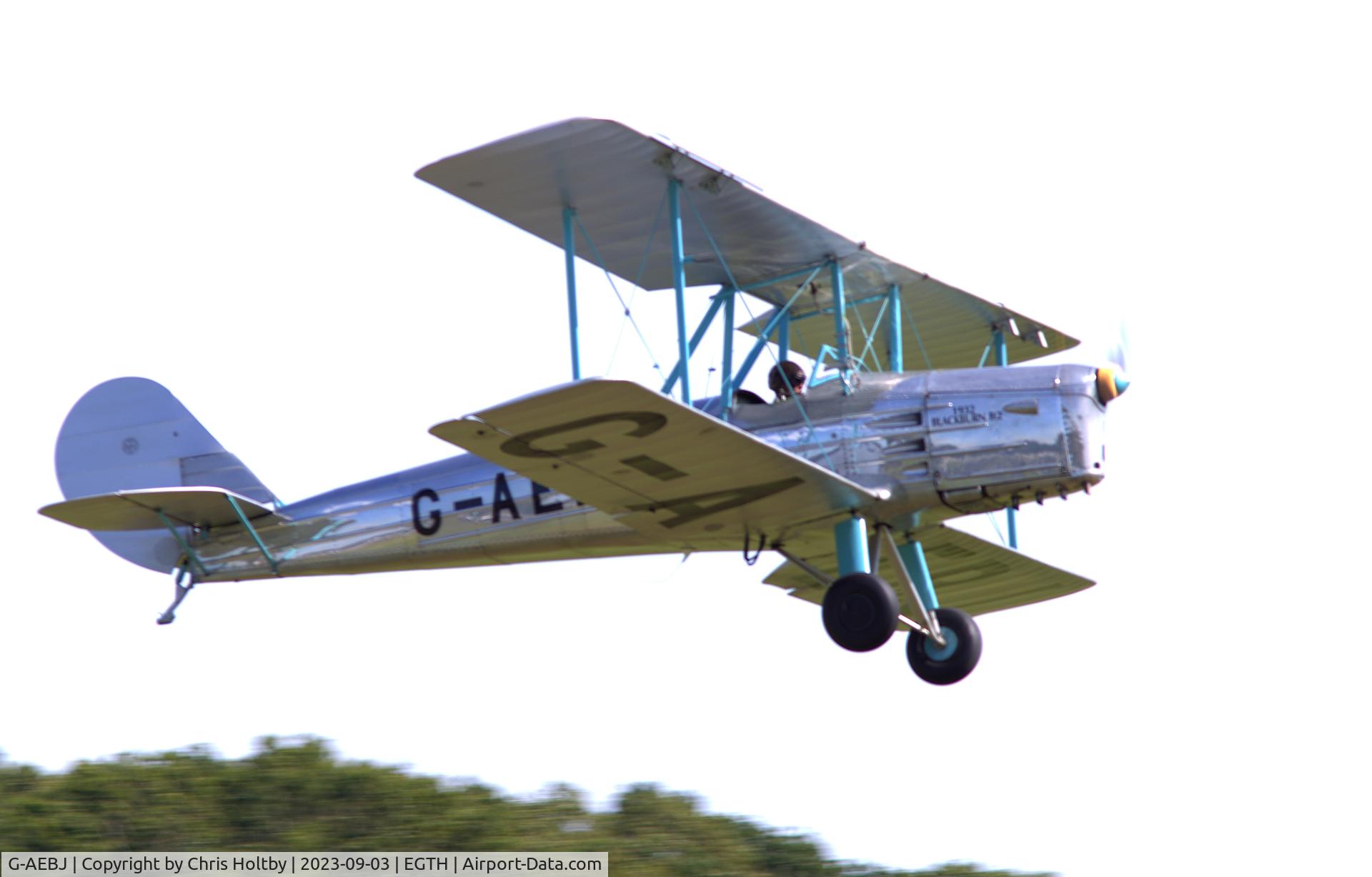 G-AEBJ, 1936 Blackburn B.2 Series 1 C/N 6300/8, 1936 Blackburn B.2 Taking off for the Vintage Airshow at Old Warden 2023