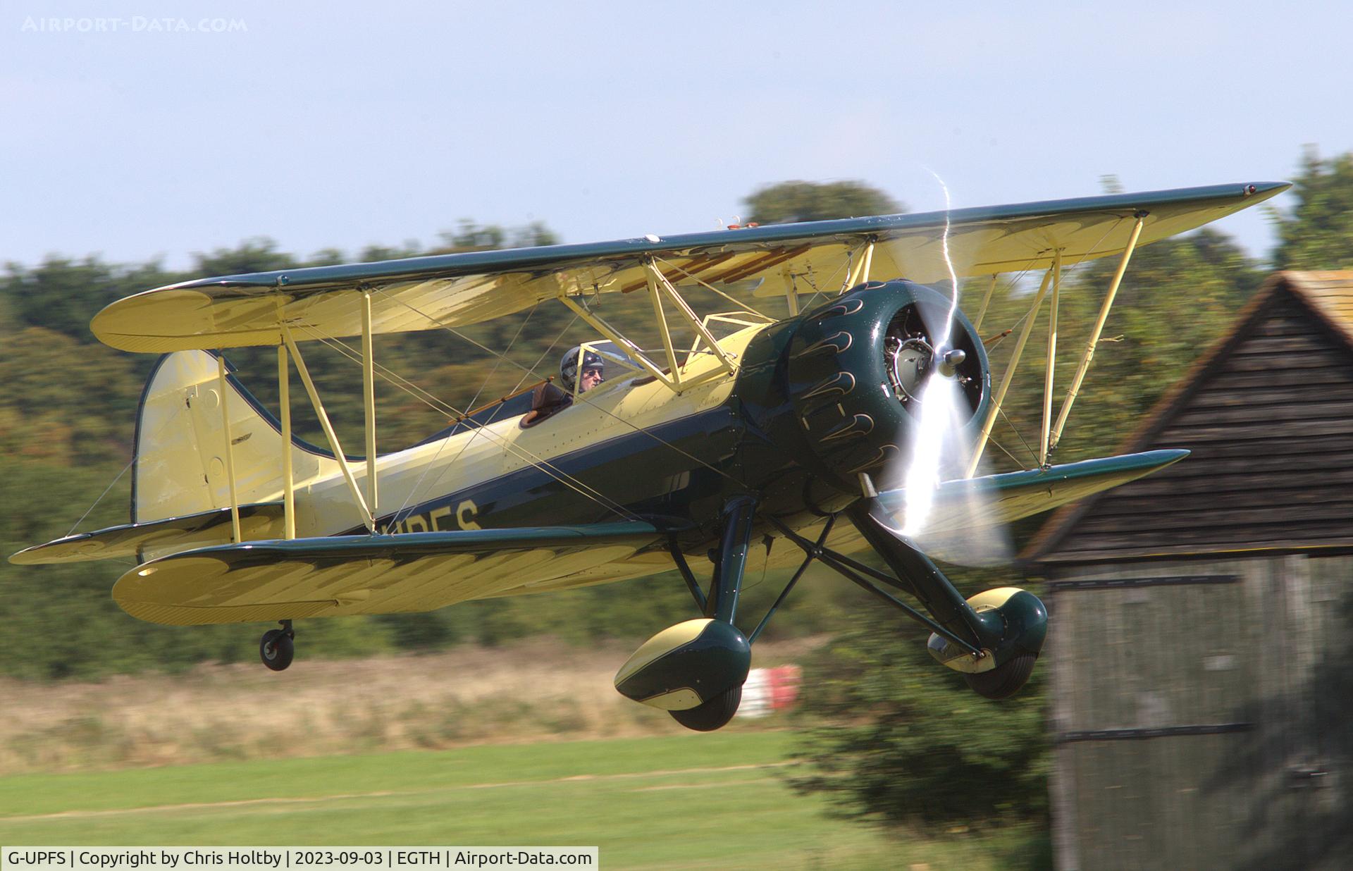 G-UPFS, 1941 Waco UPF-7 C/N 5660, Taking off in style the 1941 Waco at Old Warden for the Vintage Airshow 2023