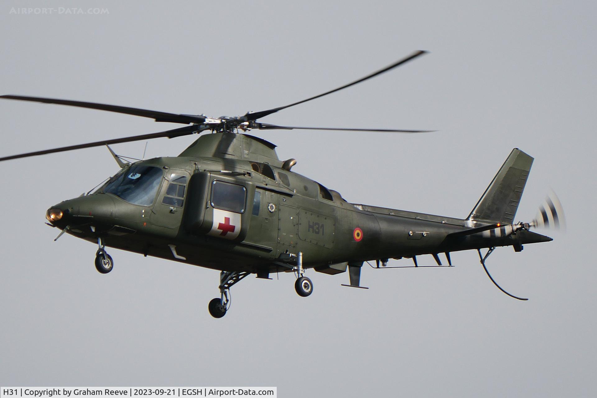 H31, Agusta A-109BA C/N 0331, On approach to Norwich.