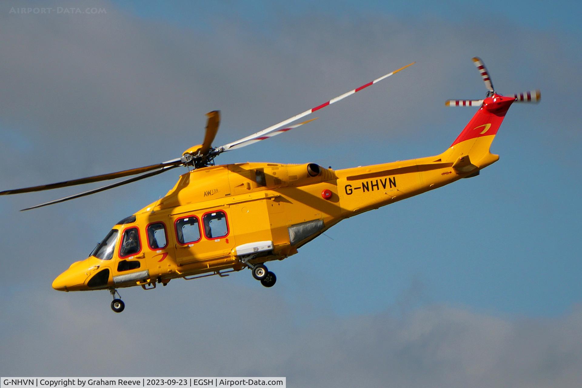 G-NHVN, 2015 AgustaWestland AW-139 C/N 31700, Departing from Norwich.