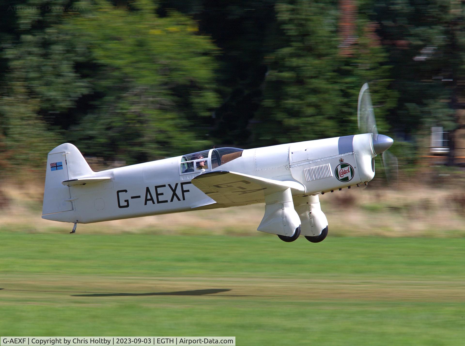 G-AEXF, 1936 Percival E-2H Mew Gull C/N E22, The original Mew Gull takes to the air at the Vintage Airshow at Old Warden.