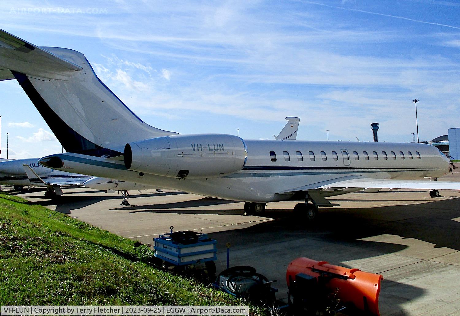 VH-LUN, 2021 Bombardier BD-700-2A12 Global 7500 C/N 70093, At Luton Airport