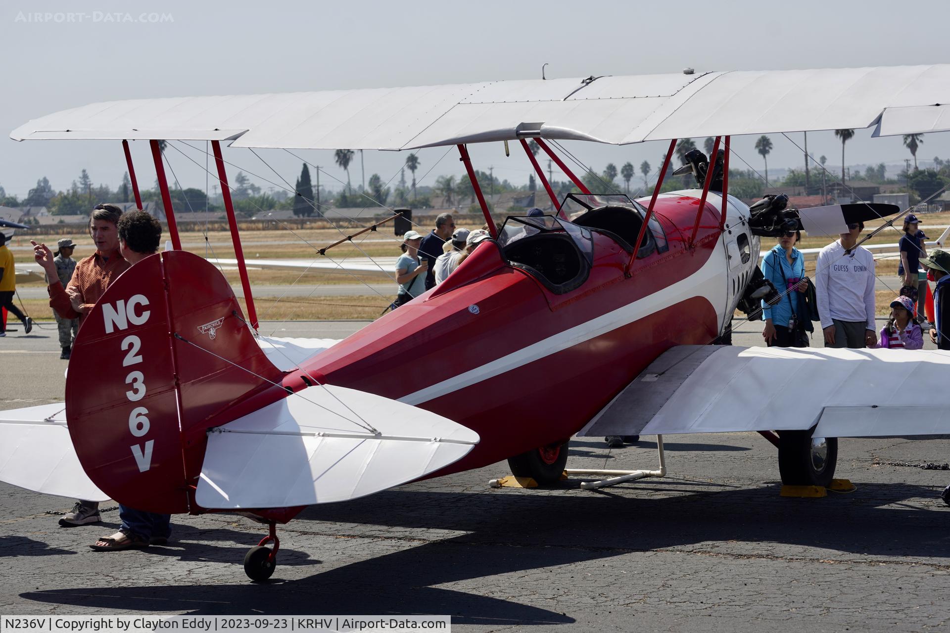 N236V, 1930 Fairchild KR-21 C/N 1043, Reid-Hillview Airport Community Day California 2023.