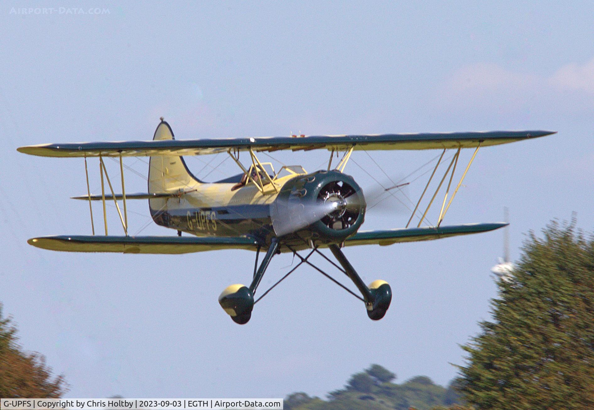 G-UPFS, 1941 Waco UPF-7 C/N 5660, The 1941 Waco coming in to land after its display at the Vintage Airshow at Old Warden 2023