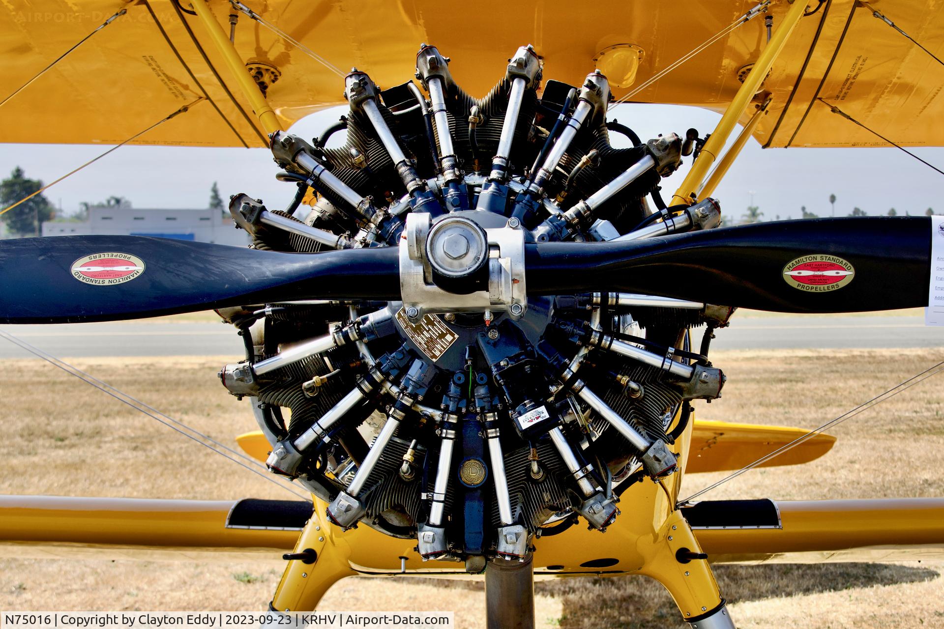 N75016, 1942 Boeing A75N1(PT17) C/N 75-3418, Read-Hillview Airport Community Day California 2023.