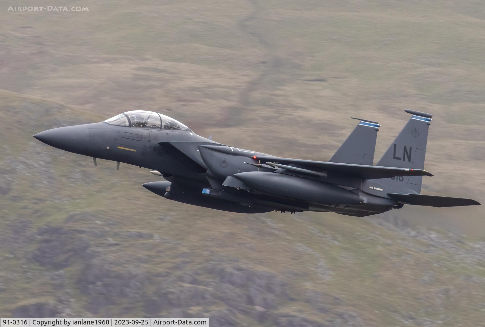 91-0316, 1991 McDonnell Douglas F-15E Strike Eagle C/N 1223/E181, LFA17 low level