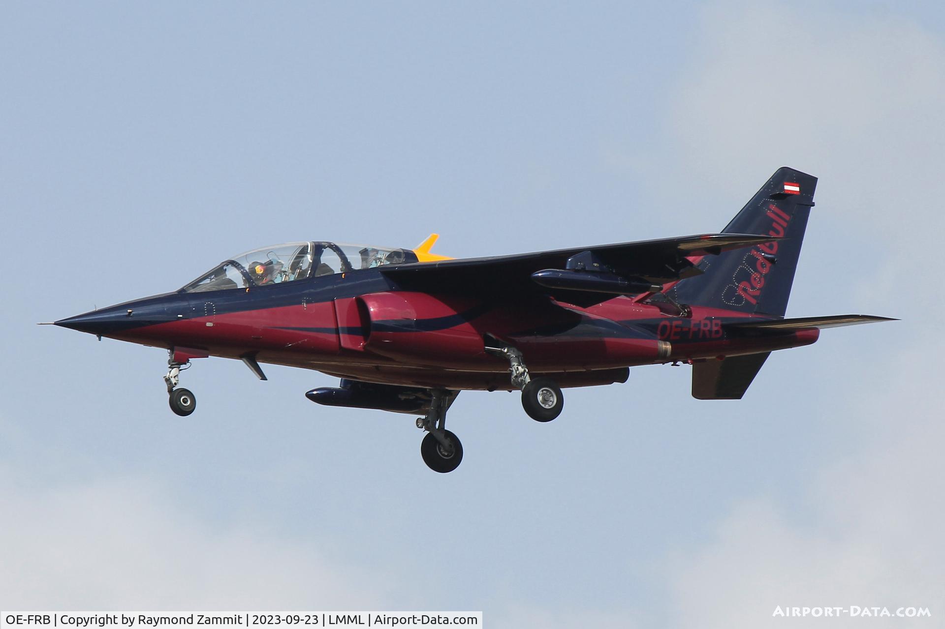 OE-FRB, Dassault-Dornier Alpha Jet A C/N 0130, Dassault Dornier Alpha Jet A OE-FRB The Flying Bulls seen landing in Malta to participate in the Malta International Airshow 2023.