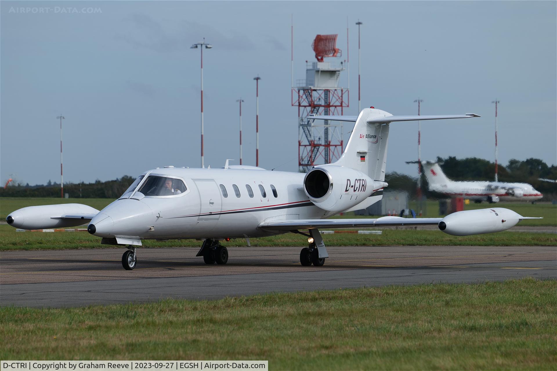 D-CTRI, 1980 Learjet 35A C/N 35A-346, Just landed at Norwich.