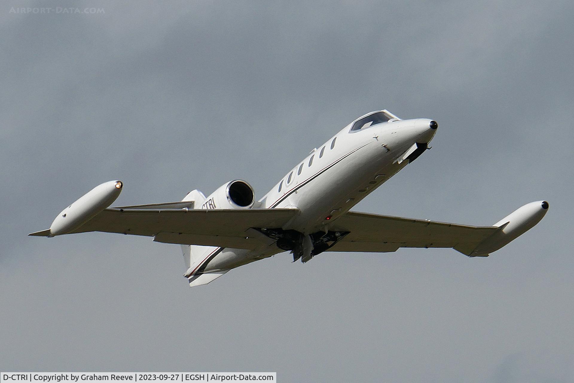 D-CTRI, 1980 Learjet 35A C/N 35A-346, Departing from Norwich.