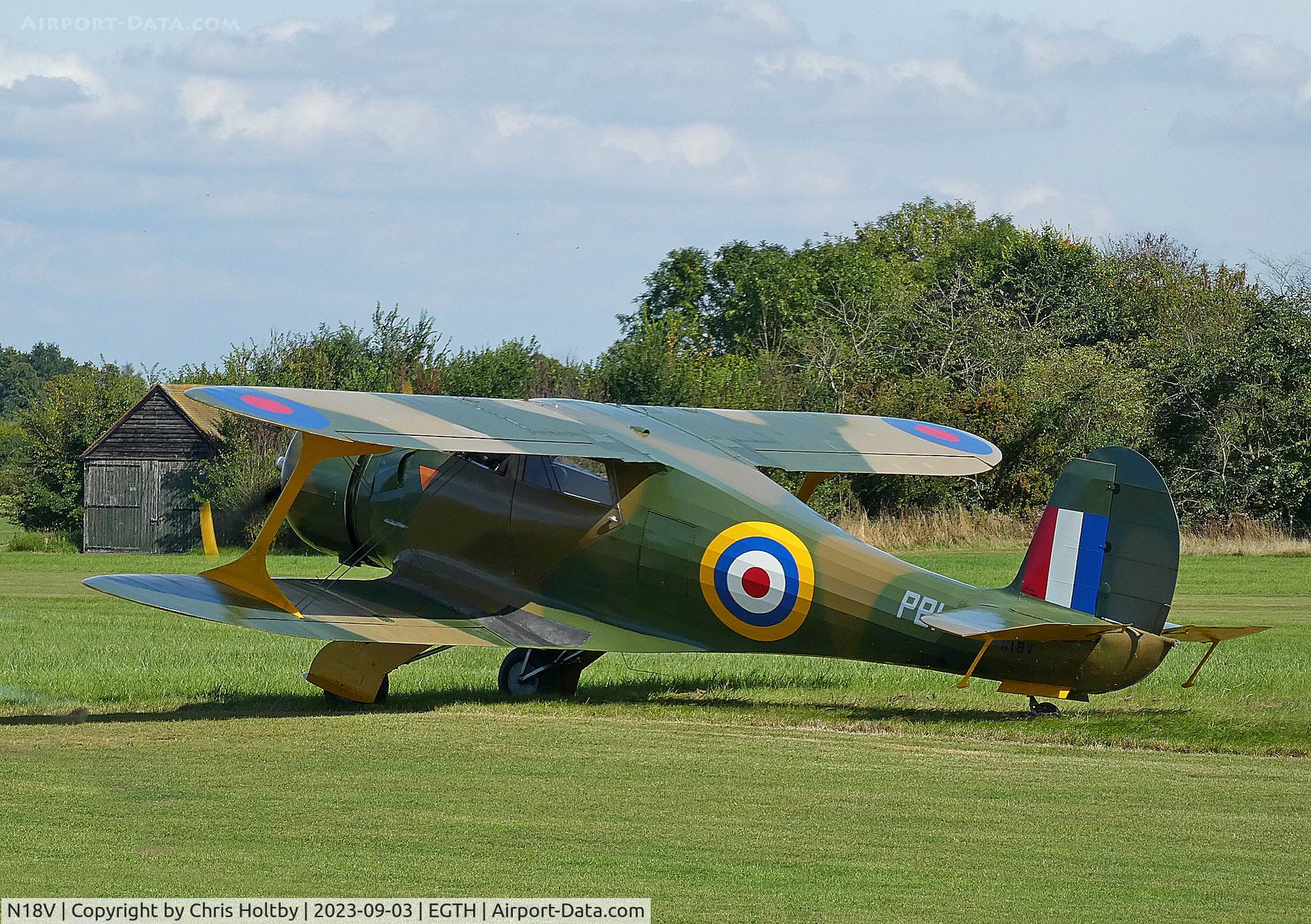 N18V, 1944 Beech D17S Staggerwing C/N 6869, The 1944 Beech Staggerwing stealing the Vintage Airshow at Old Warden 2023