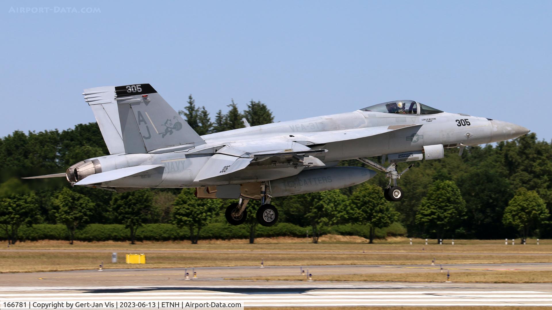 166781, Boeing F/A-18E Super Hornet C/N E127, Landing on Hohn AFB Germany during Air Defender 2023