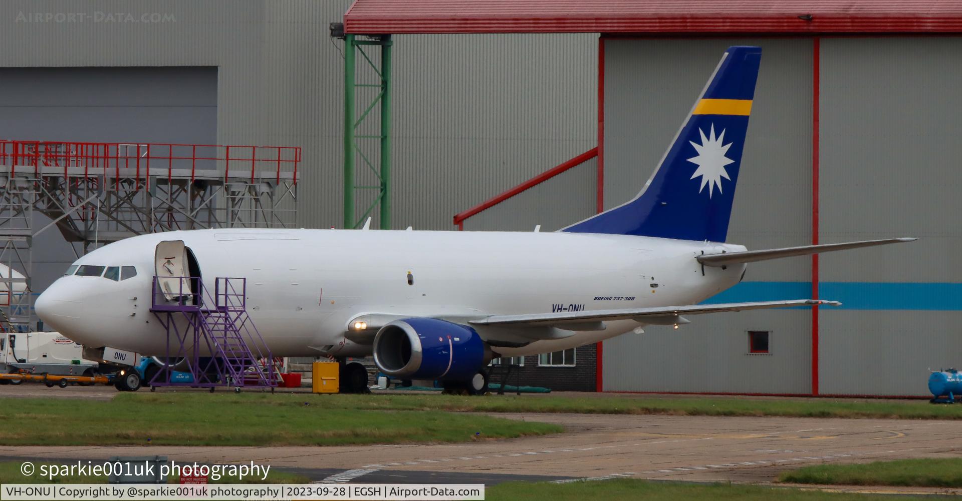 VH-ONU, 1998 Boeing 737-3U3 C/N 28732, Seen at Norwich in her new livery