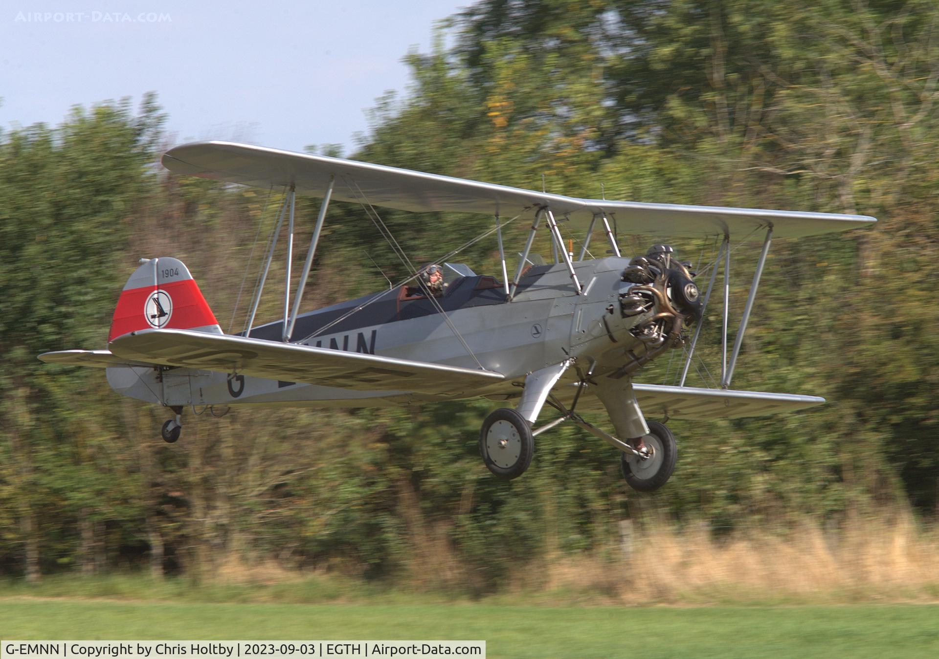 G-EMNN, 1936 Focke-Wulf Fw 44J Stieglitz C/N 1904, Taking off to display at the Vintage Airshow, Old Warden 2023