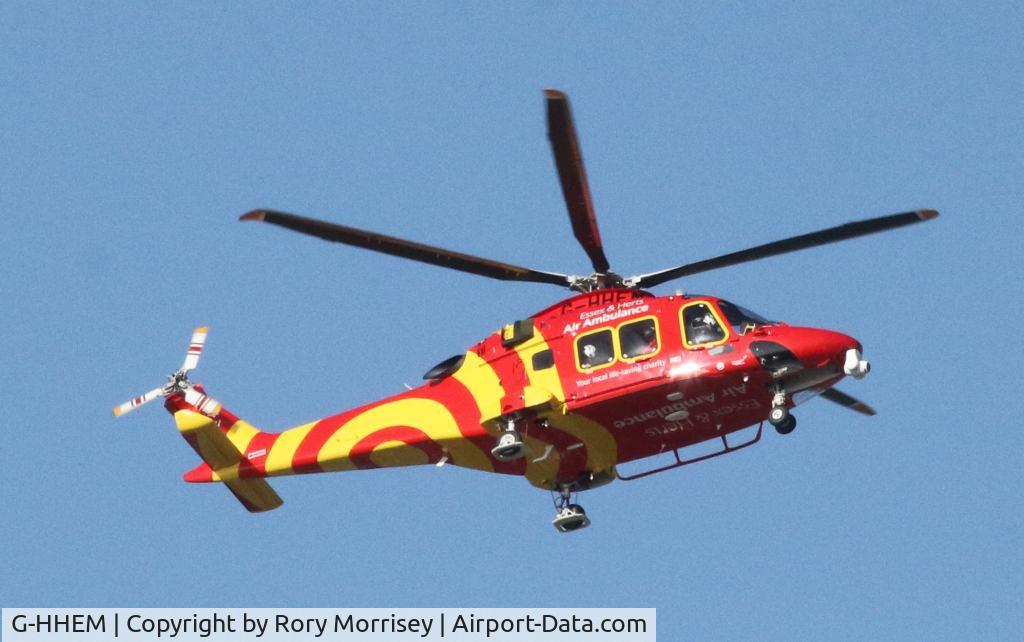 G-HHEM, 2017 Leonardo AW169 C/N 69049, Essex & Herts Air Ambulance G-HHEM circling over Leighton Buzzard, Bedfordshire, 11.00, 29/Sept/2023