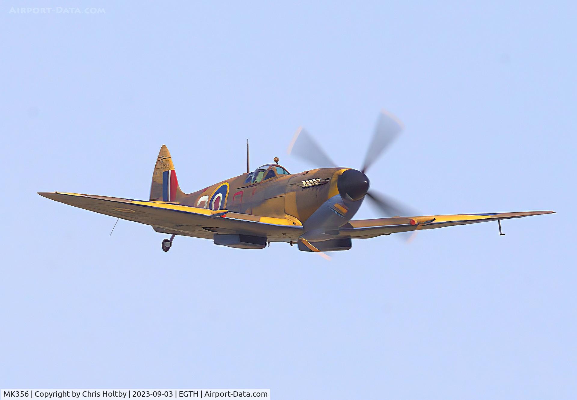 MK356, 1944 Supermarine 361 Spitfire LF.IXc C/N CBAF.IX.1561, Making a fast flyby over the appreciative crowds at the Vintage Airshow, Old Warden 2023