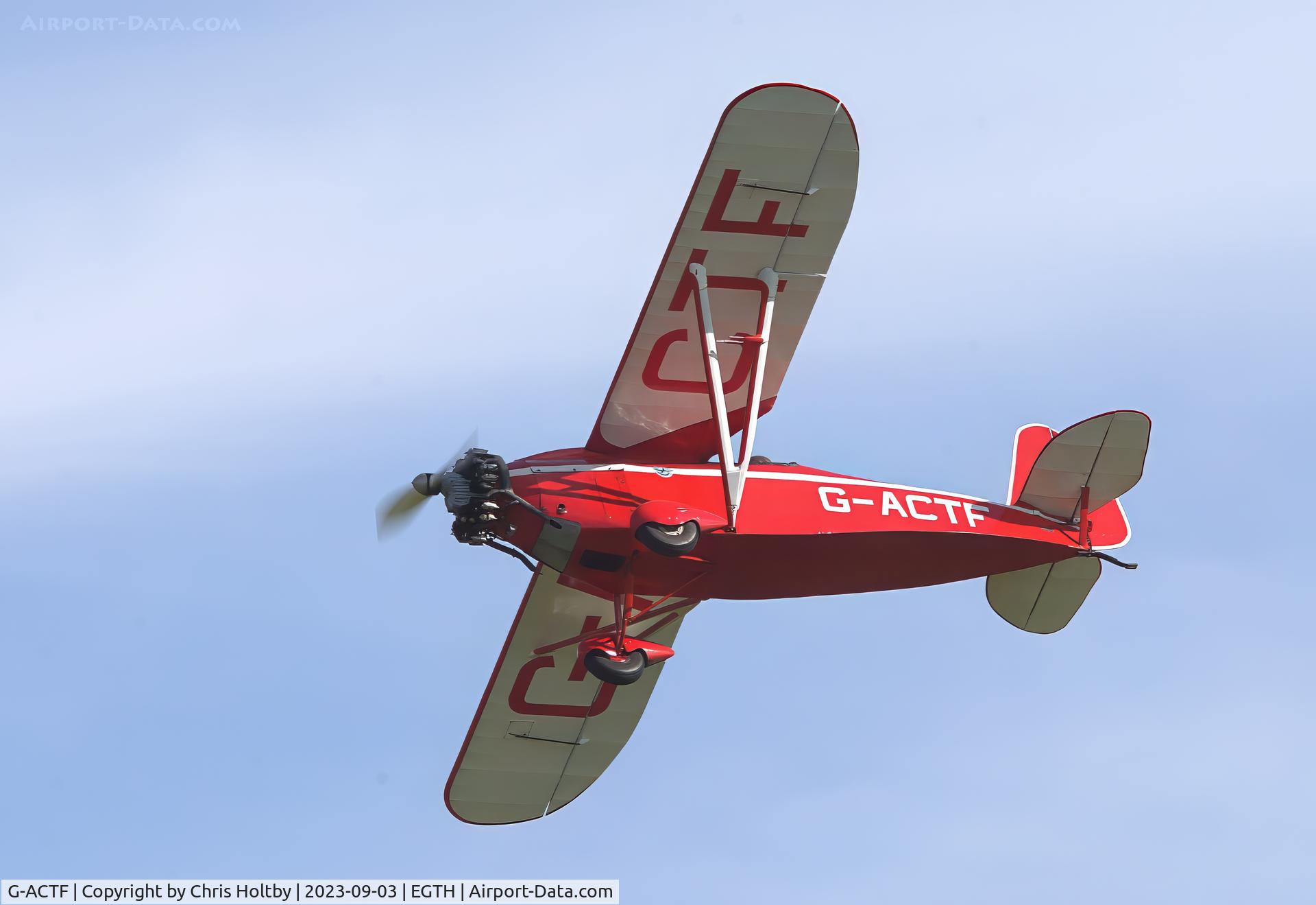 G-ACTF, 1932 Comper CLA-7 Swift C/N S32/9, Comper Swift displaying over the crowds at Old Warden during the Vintage Airshow 2023