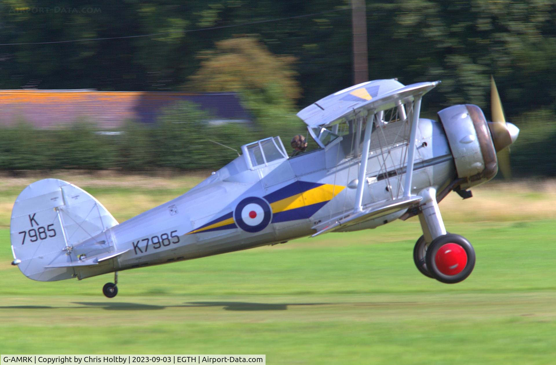 G-AMRK, 1937 Gloster Gladiator Mk1 C/N [L8032], Taking to the air for Vintage Airshow at Old Warden 2023