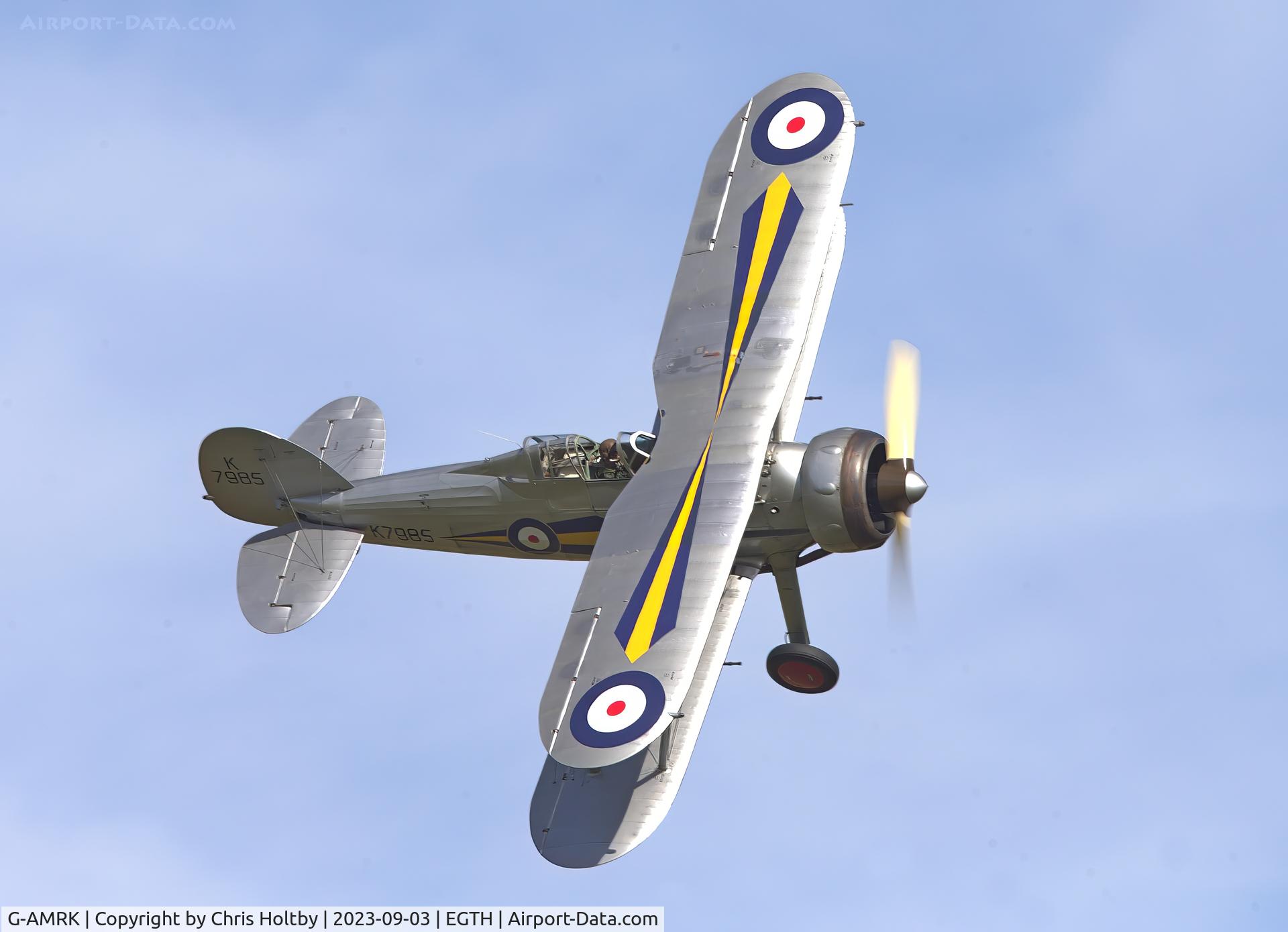 G-AMRK, 1937 Gloster Gladiator Mk1 C/N [L8032], Gloster Gladiator putting on the style at the Vintage Airshow, Old Warden 2023