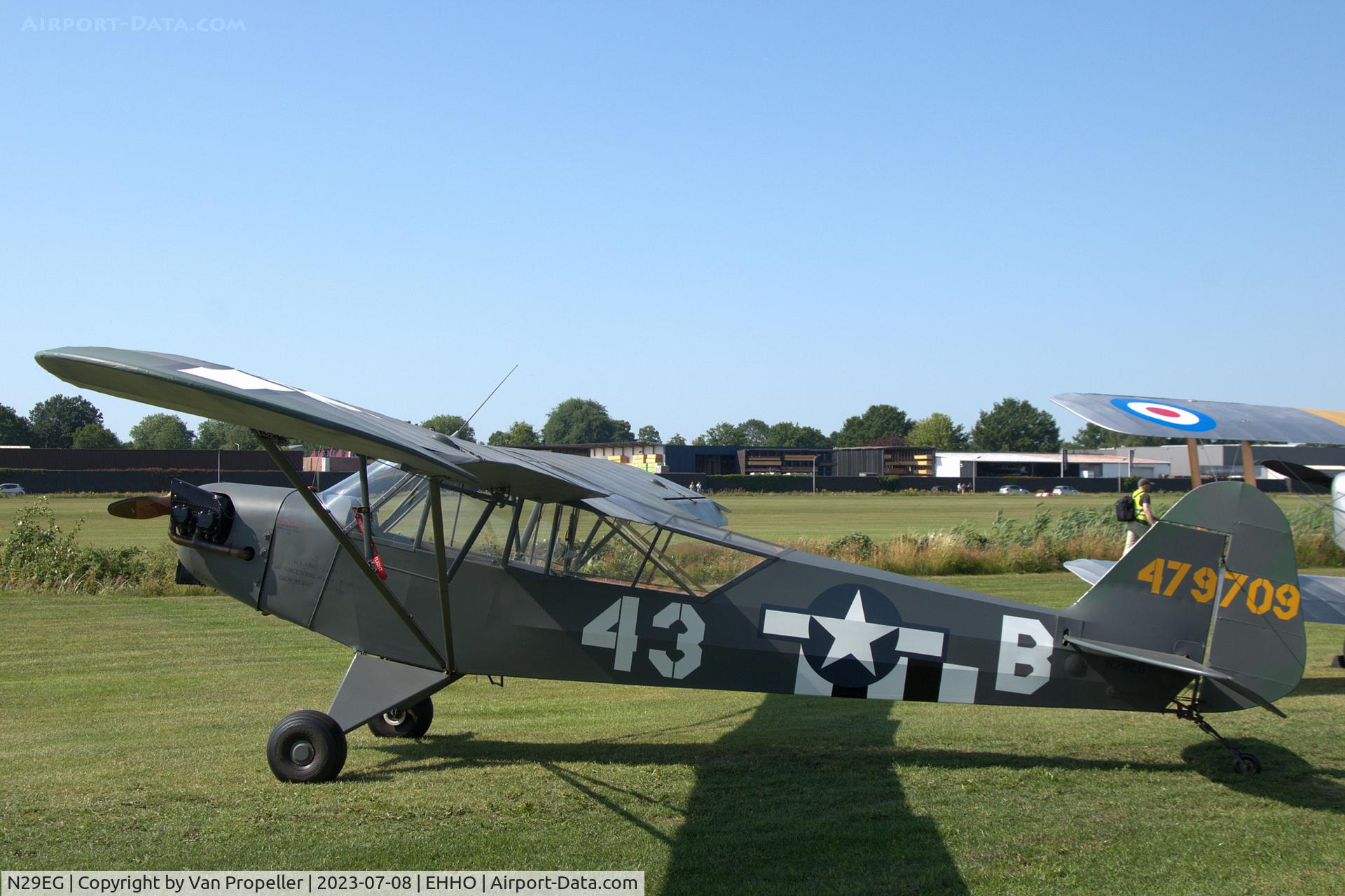 N29EG, 1944 Piper L-4J Grasshopper (J3C-65D) C/N 12005, Piper L-4H Grasshopper (J3C-65D) at Hoogeveen airfield, the Netherlands