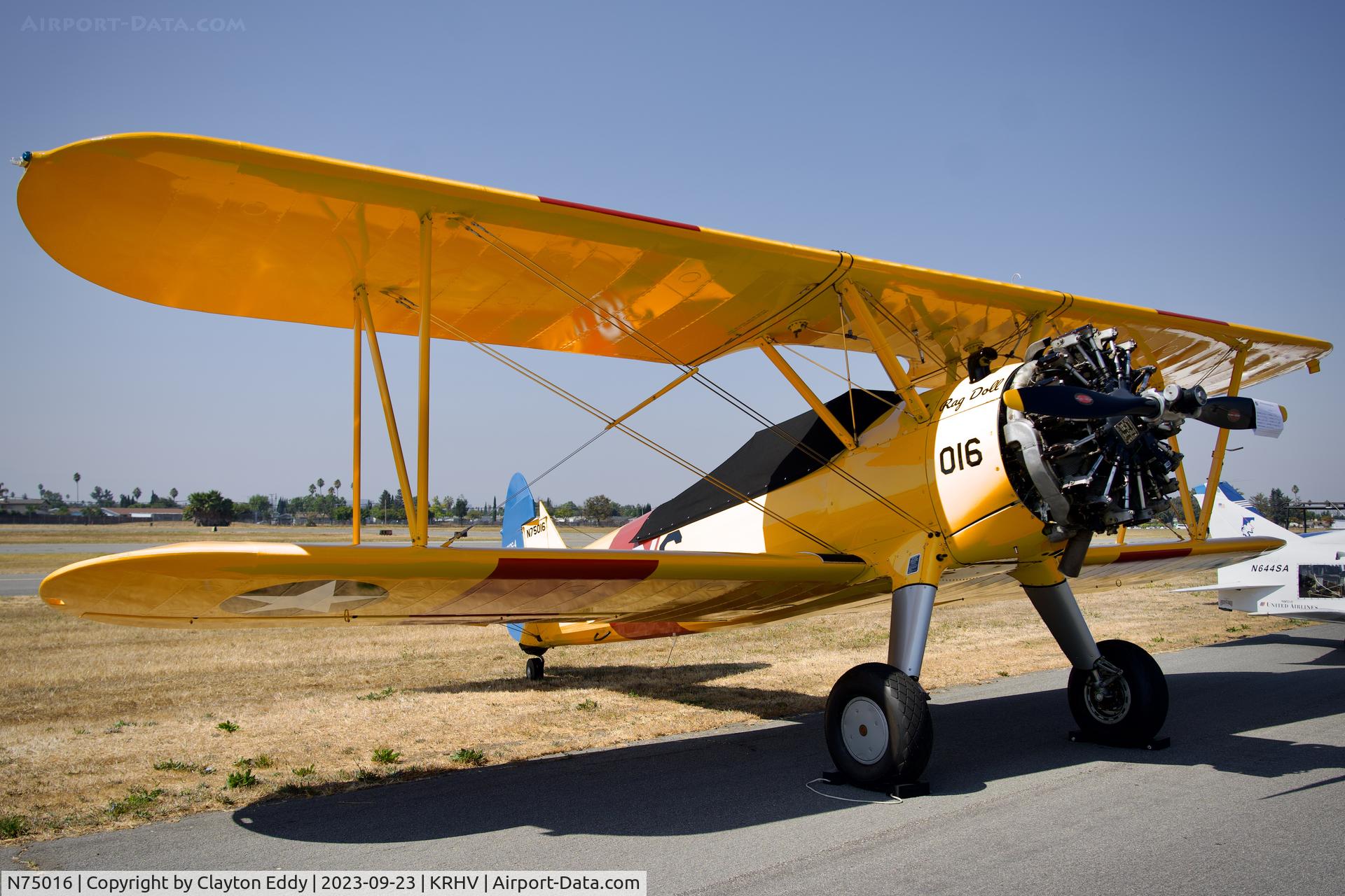 N75016, 1942 Boeing A75N1(PT17) C/N 75-3418, Reid-Hillview Airport Community Day California 2023.