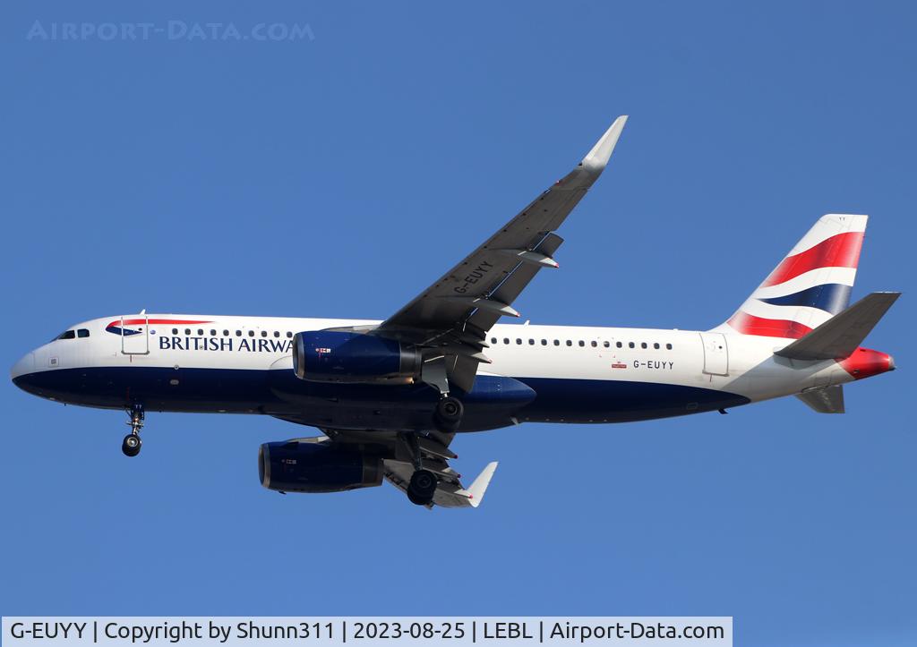 G-EUYY, 2014 Airbus A320-232 C/N 6290, Landing rwy 24R