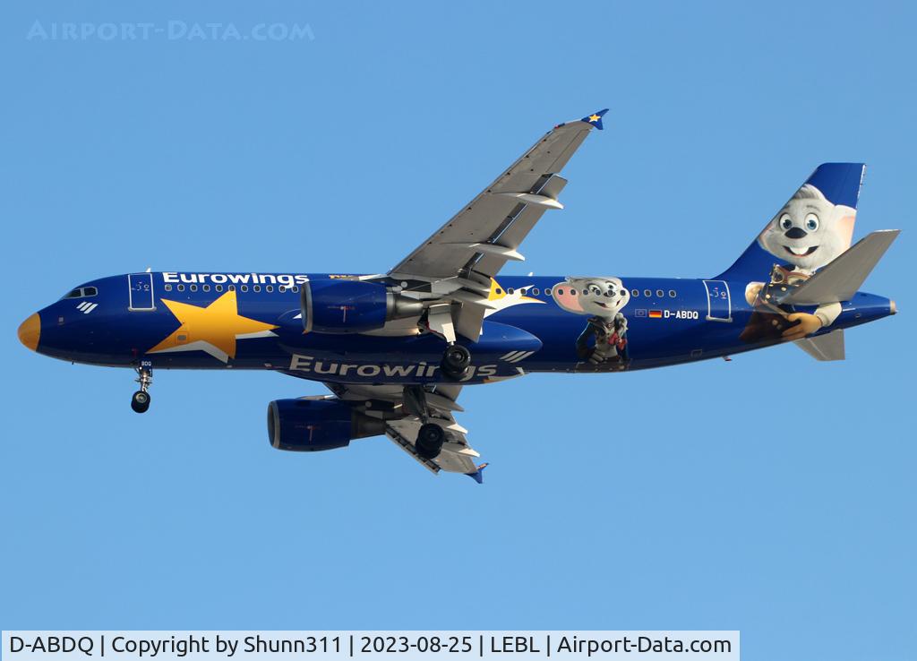 D-ABDQ, 2007 Airbus A320-214 C/N 3121, Landing rwy 24R in Europa Park c/s