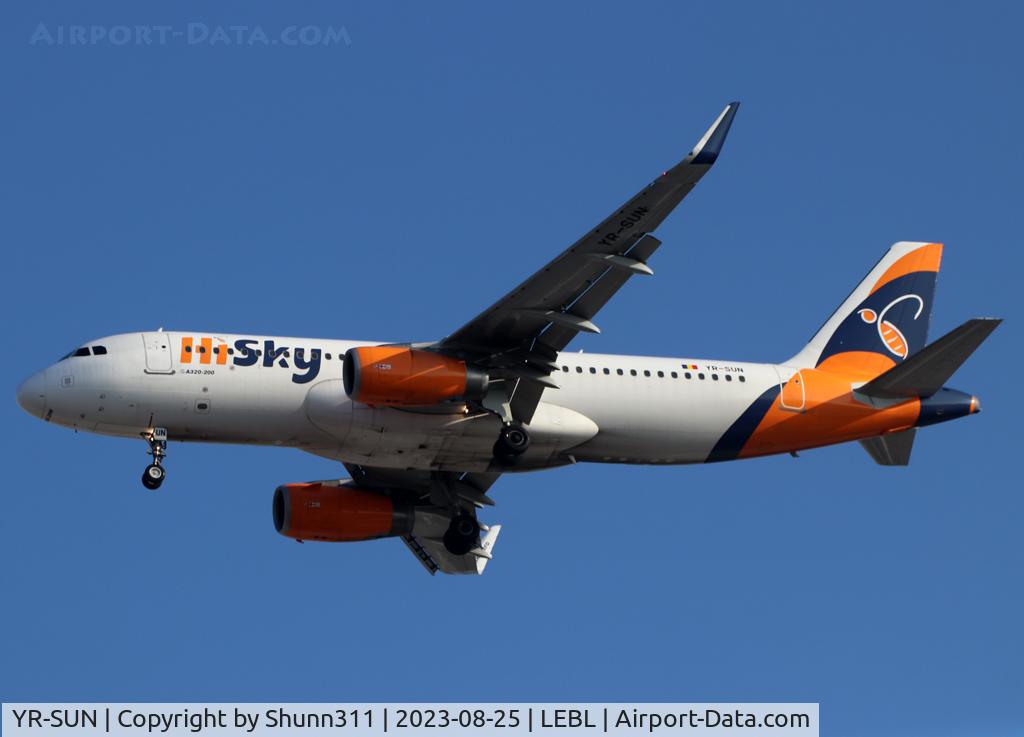 YR-SUN, 2014 Airbus A320-232 C/N 6278, Landing rwy 24R