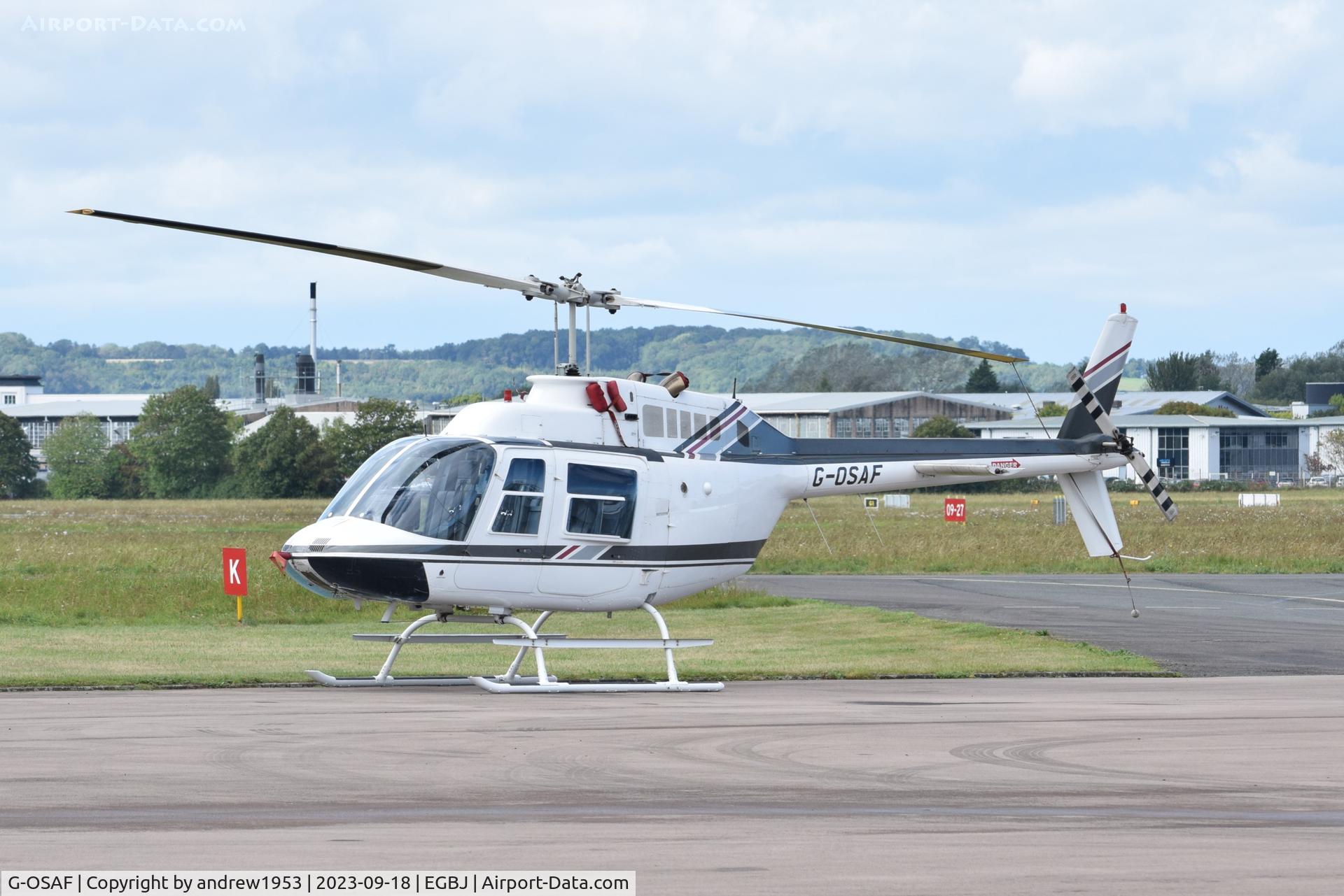G-OSAF, 1986 Agusta AB-206B Jet Ranger II C/N 8694, G-OSAF at Gloucestershire Airport.