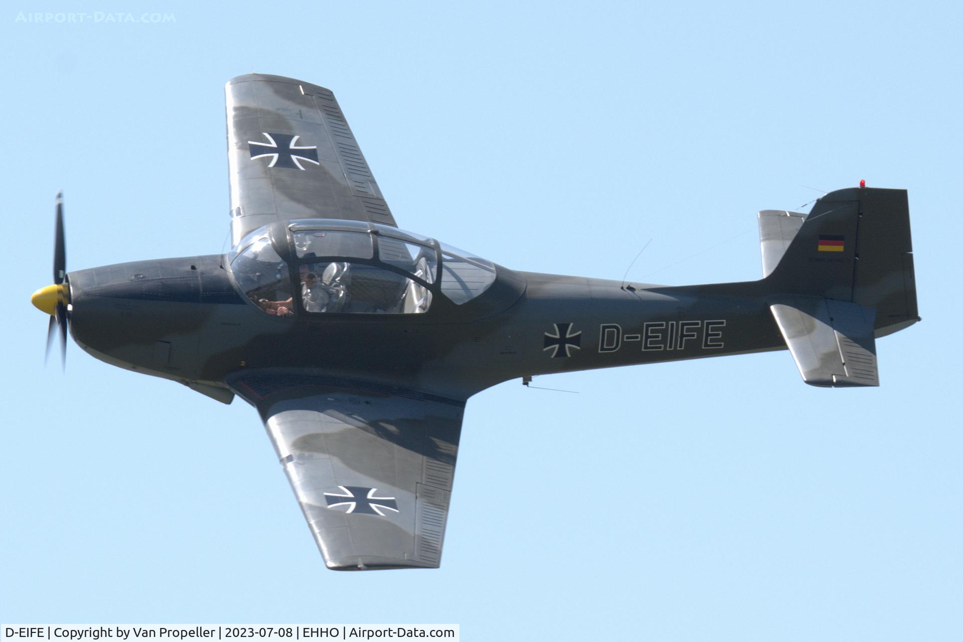 D-EIFE, 1960 Focke-Wulf FWP-149D C/N 129, Piaggio FWP-149D flying at Hoogeveen airfield, the Netherlands