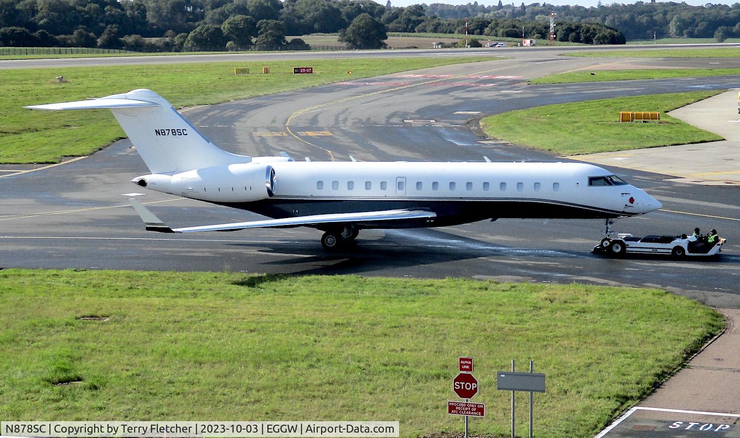 N878SC, 2014 Bombardier BD-700-1A10 Global 6000 C/N 9614, At Luton Airport
