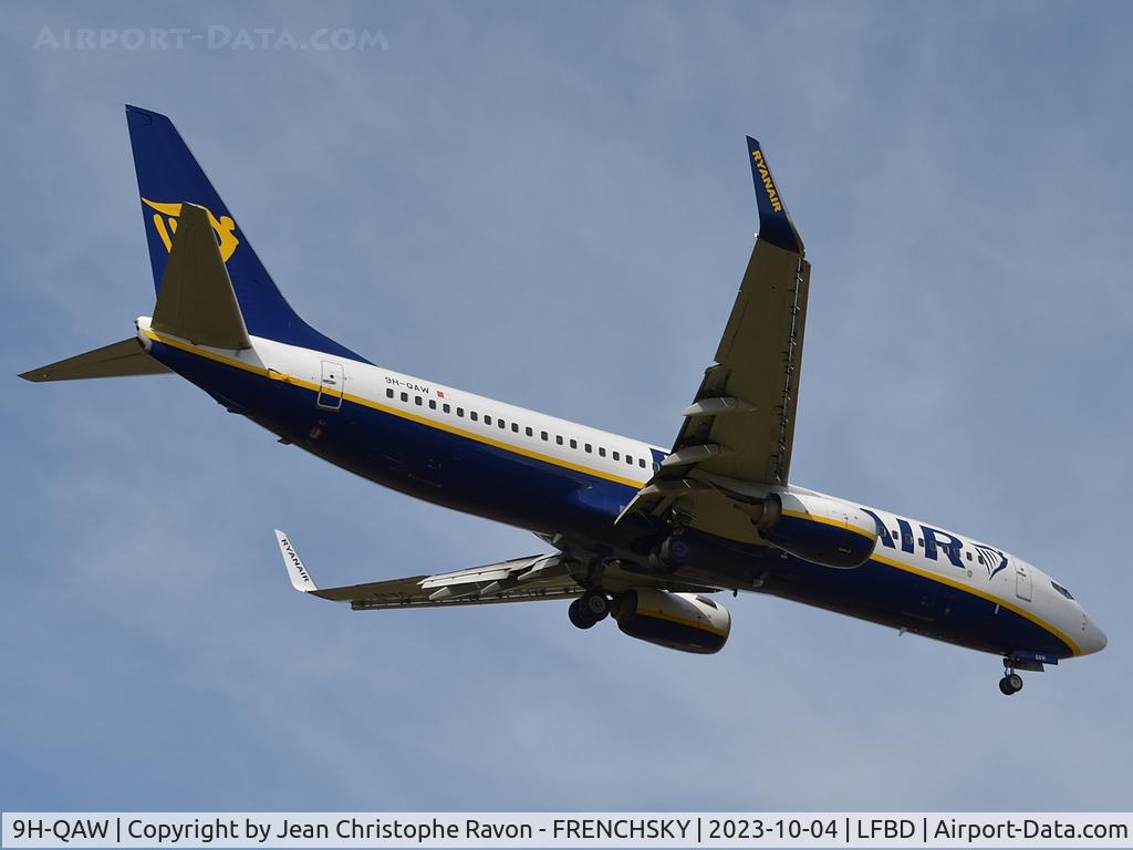 9H-QAW, 2015 Boeing 737-8AS C/N 44698, Palma de Mallorca (PMI)	Bordeaux (BOD)	FR6549