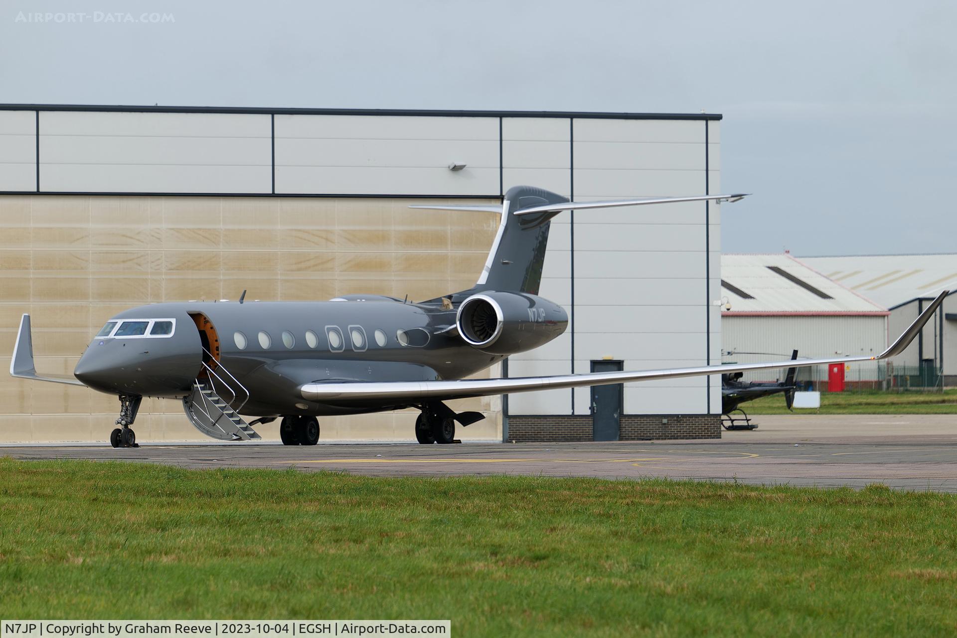 N7JP, 2014 Gulfstream Aerospace G650 (G-VI) C/N 6080, Parked at Norwich.