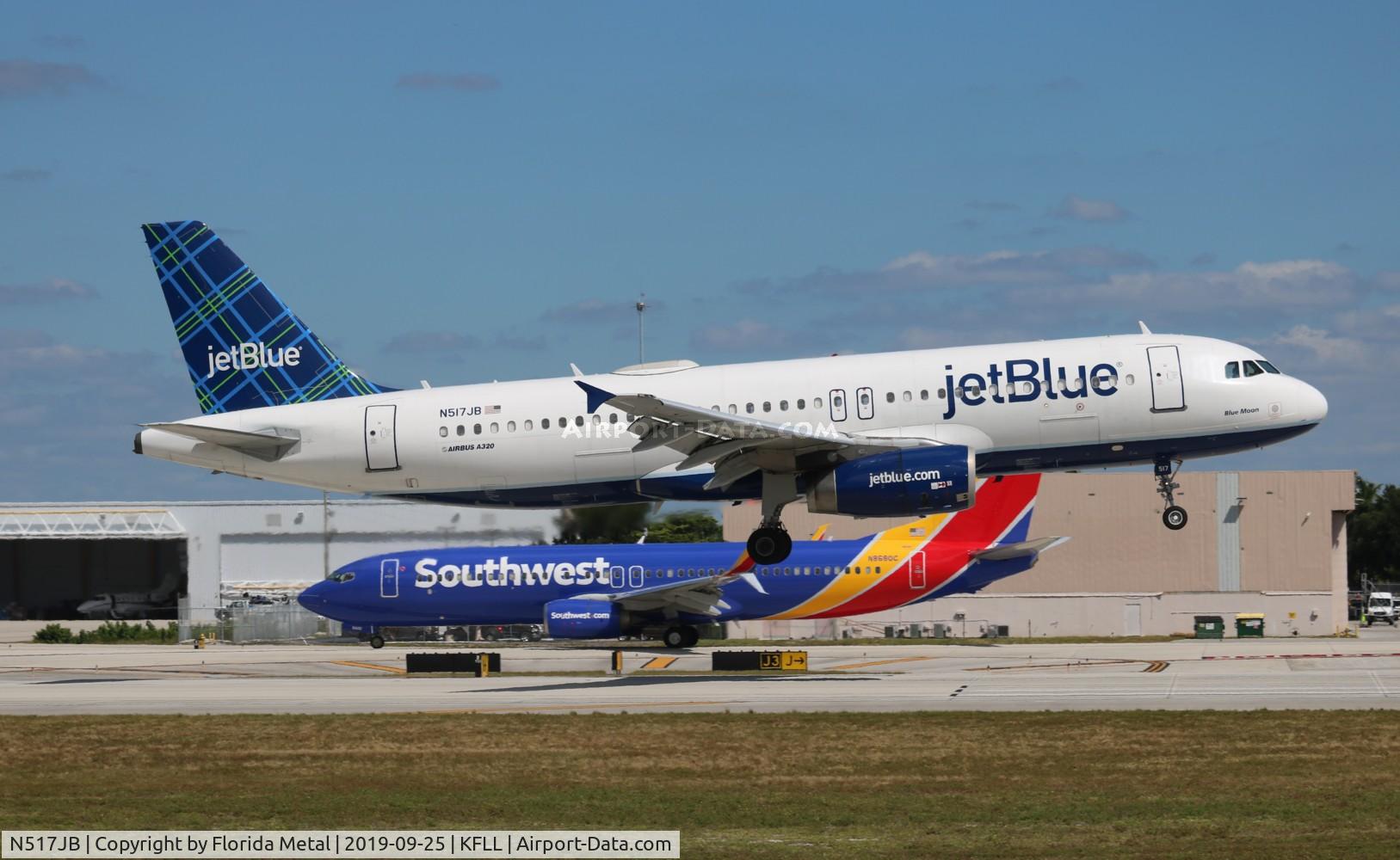 N517JB, 2000 Airbus A320-232 C/N 1327, JBU A320 zx CUN-FLL