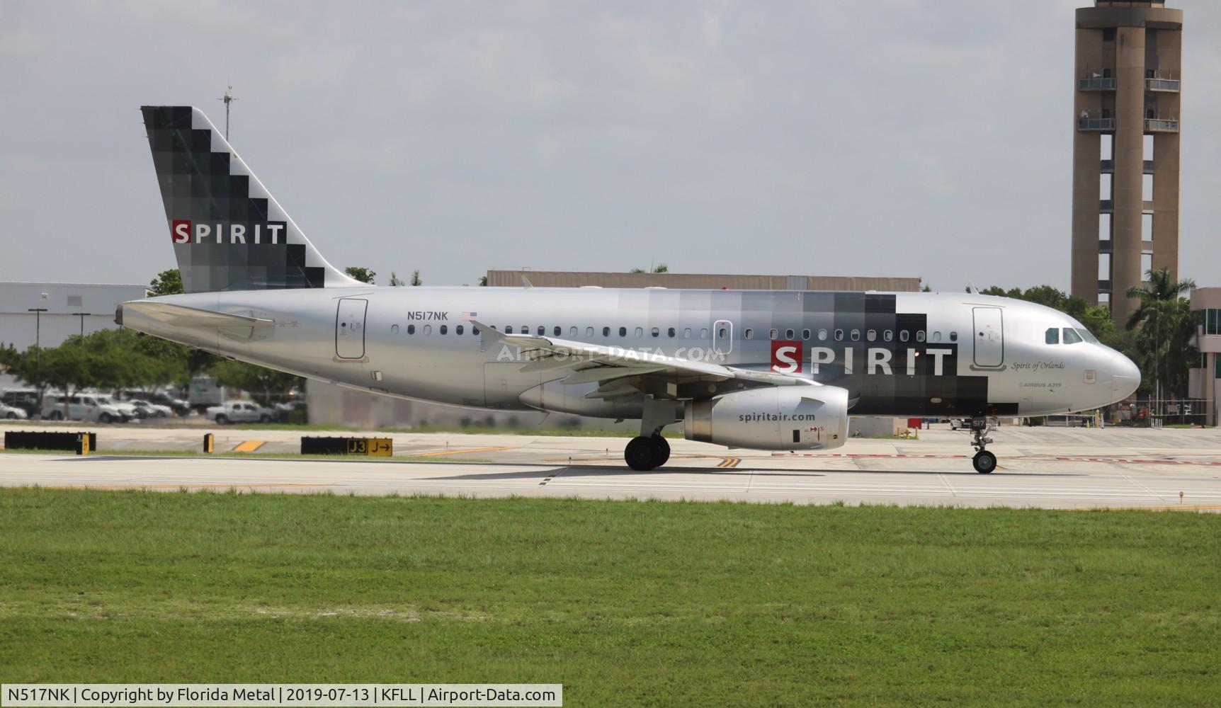 N517NK, 2006 Airbus A319-132 C/N 2711, NKS A319 silver zx FLL-MBJ