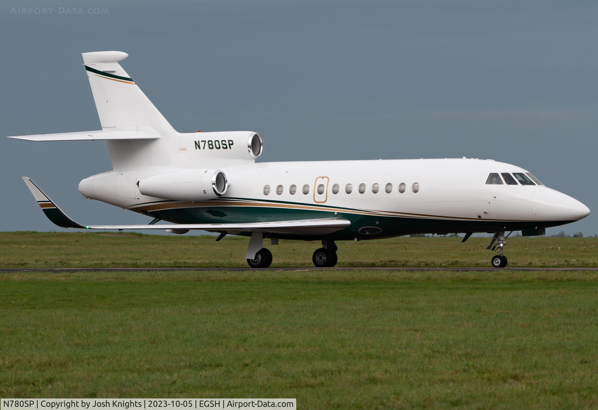 N780SP, 1991 Dassault Falcon 900 C/N 93, Arriving at Norwich.