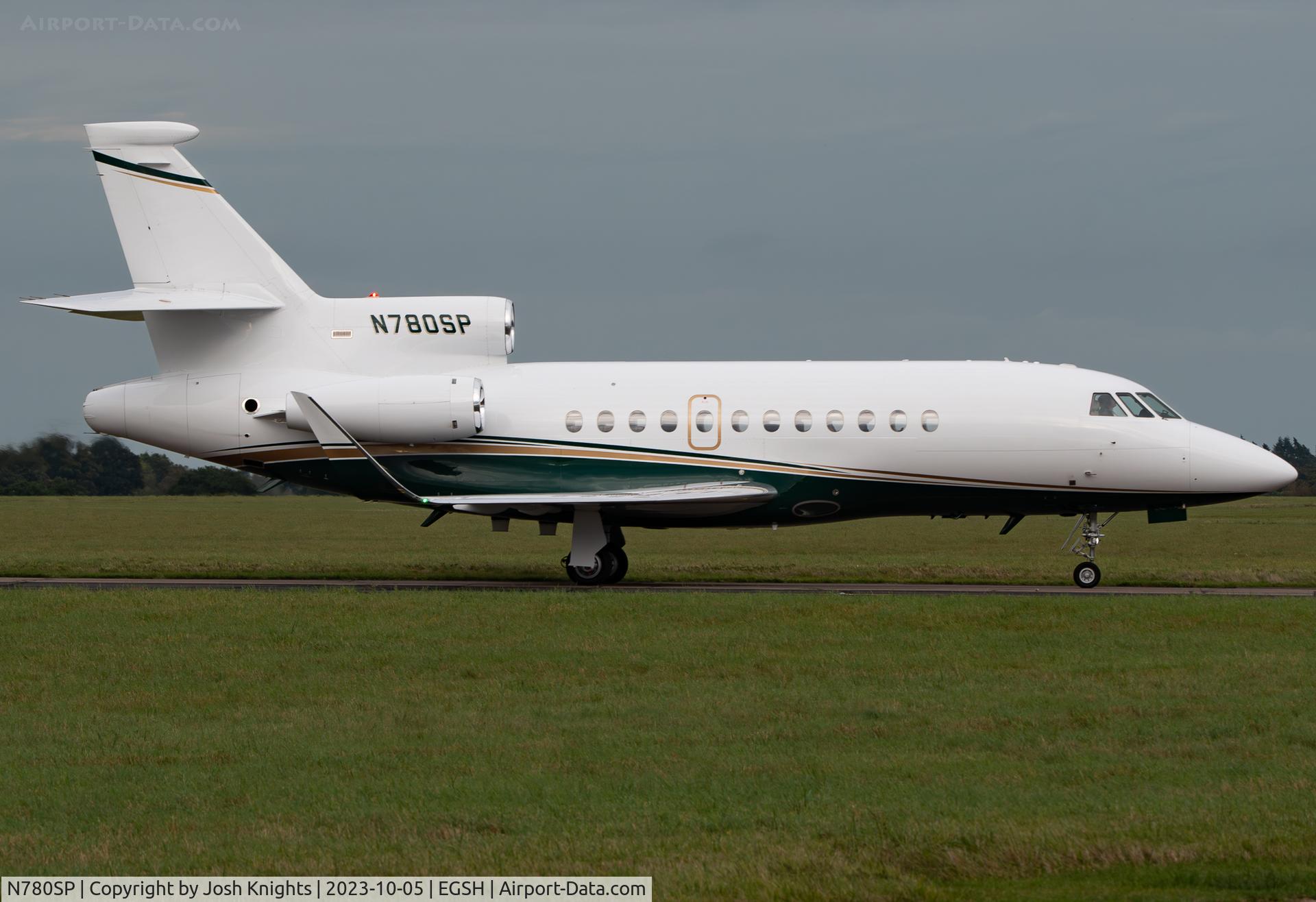 N780SP, 1991 Dassault Falcon 900 C/N 93, Arriving at Norwich.