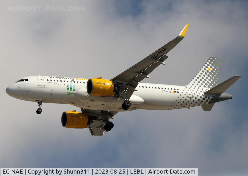 EC-NAE, 2018 Airbus A320-271N C/N 8467, Landing rwy 24R with additional 'Asturias' patch