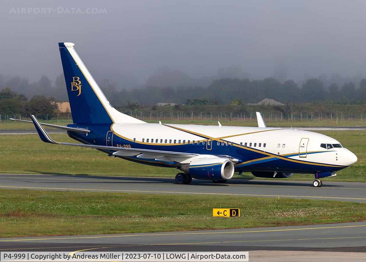 P4-999, 1999 Boeing 737-7BQ C/N 30547, Nice business jet in Graz.