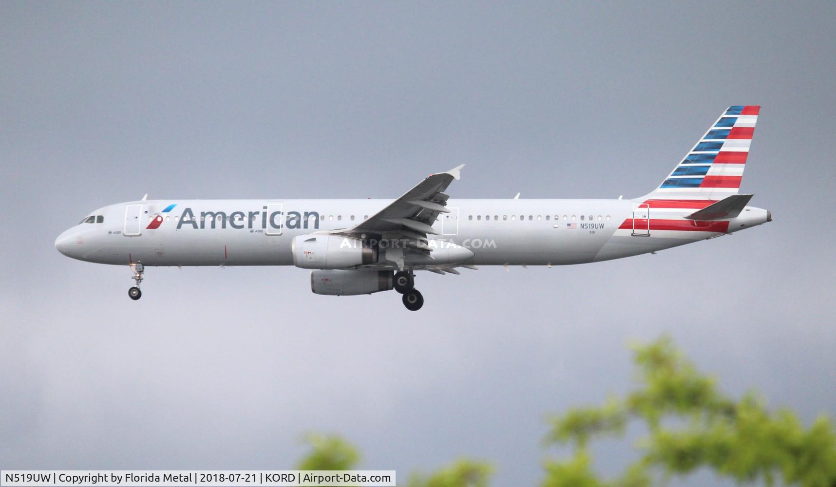 N519UW, 2009 Airbus A321-231 C/N 3881, AAL A321 zx PHL-ORD