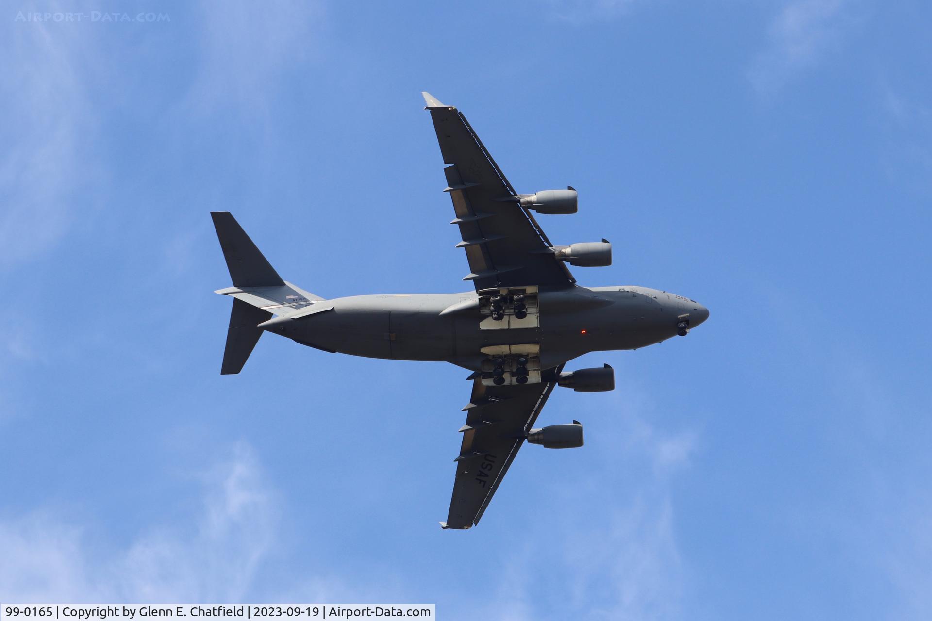 99-0165, 1999 Boeing C-17A Globemaster III C/N 50069/P-65, Flying over the National Museum of the USAF