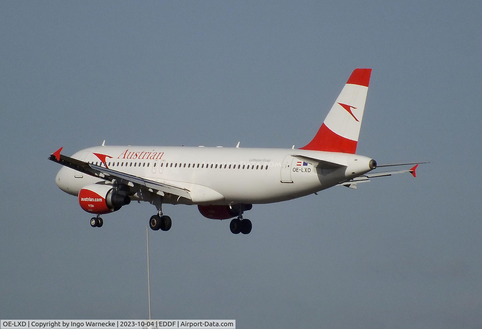 OE-LXD, 2008 Airbus A320-216 C/N 3515, Airbus A320-216 of Austrian Airlines on final approach to Frankfurt-Main airport
