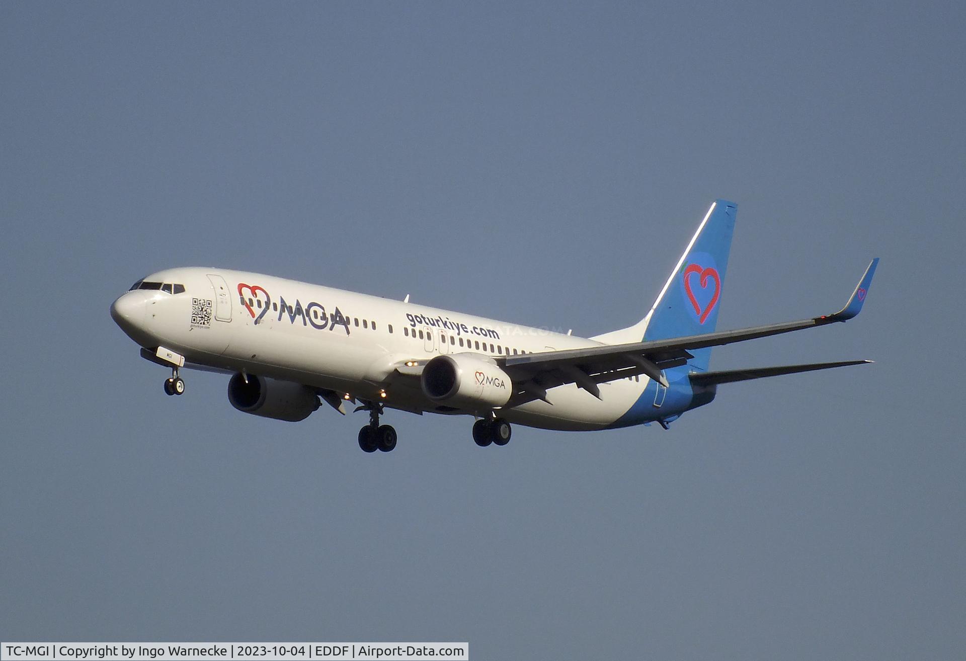 TC-MGI, 2009 Boeing 737-94X/ER C/N 36087, Boeing 737-94X/ER of Mavi Gök Airlines on final approach to Frankfurt-Main airport